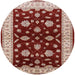 Round Machine Washable Industrial Modern Tomato Red Rug, wshurb838