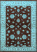 Machine Washable Oriental Light Blue Industrial Rug, wshurb838lblu