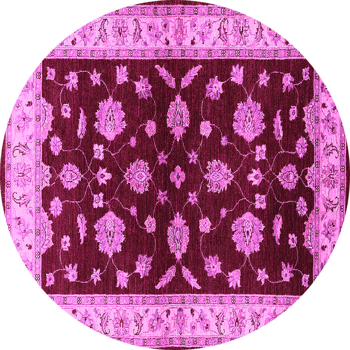 Round Machine Washable Oriental Pink Industrial Rug, wshurb838pnk