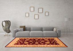 Machine Washable Oriental Orange Industrial Area Rugs in a Living Room, wshurb838org