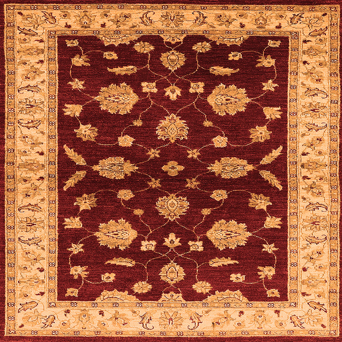 Square Machine Washable Oriental Orange Industrial Area Rugs, wshurb838org