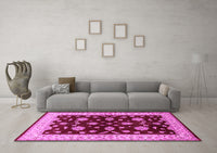 Machine Washable Oriental Pink Industrial Rug, wshurb838pnk