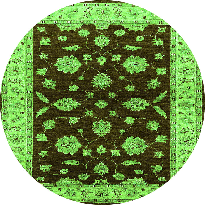 Round Oriental Green Industrial Rug, urb838grn