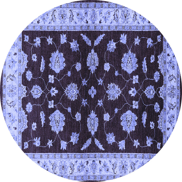 Round Oriental Blue Industrial Rug, urb838blu