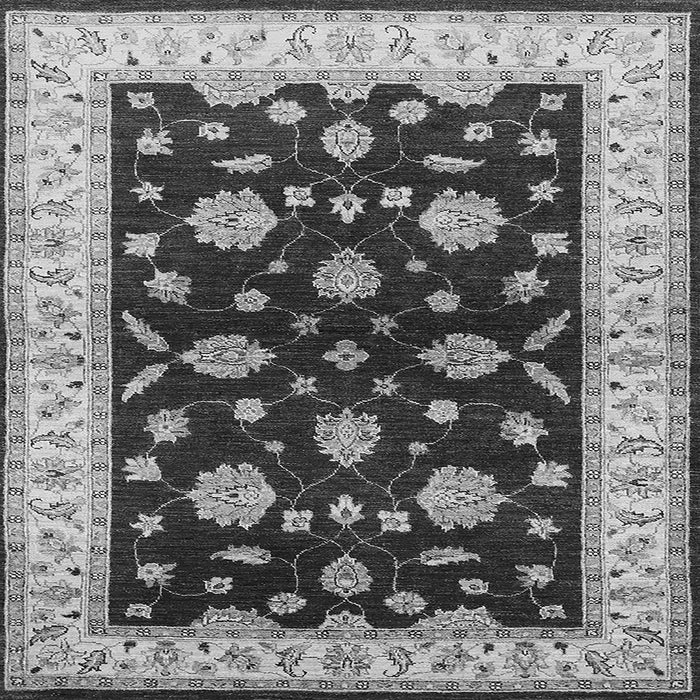 Square Machine Washable Oriental Gray Industrial Rug, wshurb838gry