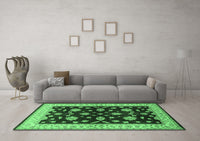 Machine Washable Oriental Emerald Green Industrial Rug, wshurb838emgrn