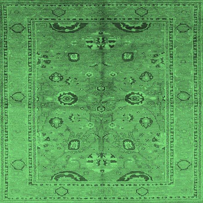 Square Oriental Emerald Green Industrial Rug, urb839emgrn