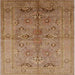 Square Mid-Century Modern Brown Sand Brown Oriental Rug, urb839