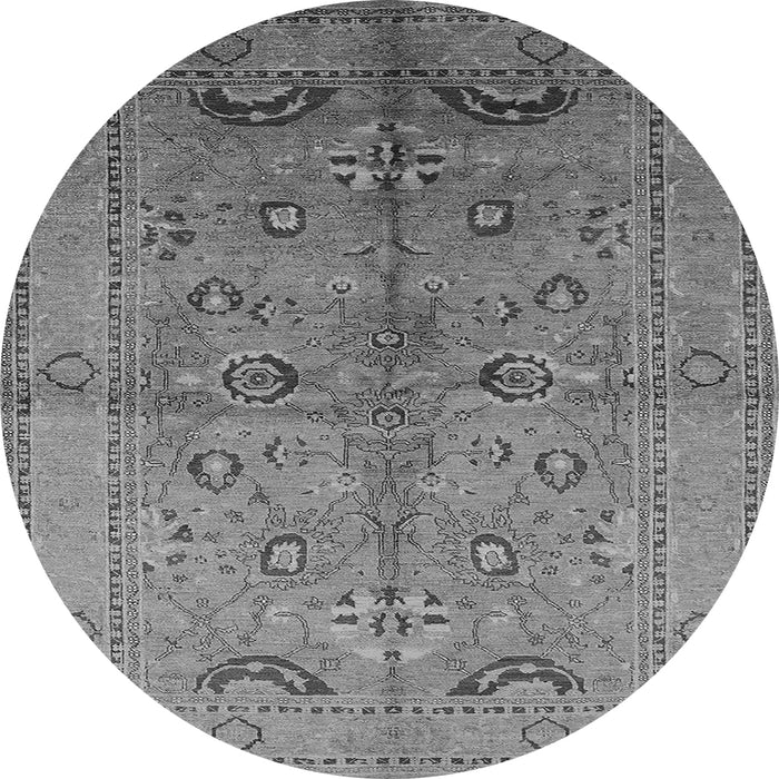 Round Machine Washable Oriental Gray Industrial Rug, wshurb839gry