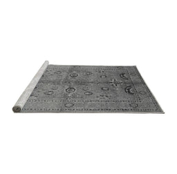 Sideview of Machine Washable Oriental Gray Industrial Rug, wshurb839gry