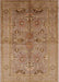 Mid-Century Modern Brown Sand Brown Oriental Rug, urb839