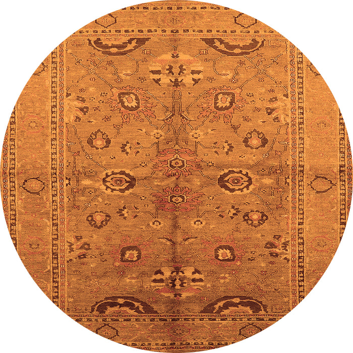 Round Oriental Orange Industrial Rug, urb839org