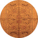 Round Oriental Orange Industrial Rug, urb839org