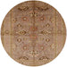 Round Mid-Century Modern Brown Sand Brown Oriental Rug, urb839