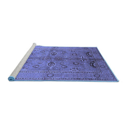 Sideview of Machine Washable Oriental Blue Industrial Rug, wshurb839blu