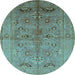 Round Oriental Light Blue Industrial Rug, urb839lblu