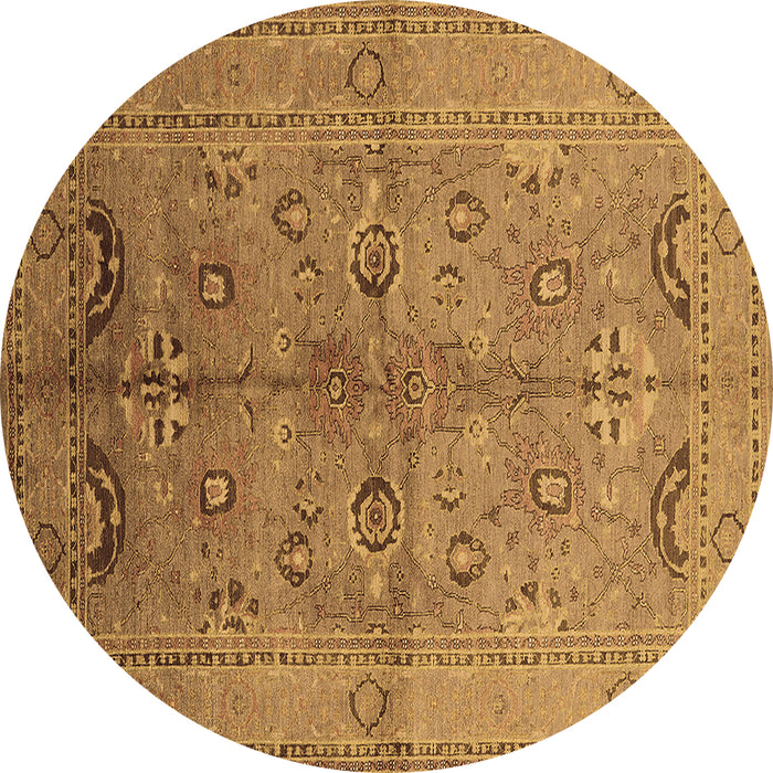 Round Machine Washable Oriental Brown Industrial Rug, wshurb839brn