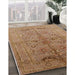 Mid-Century Modern Brown Sand Brown Oriental Rug in Family Room, urb839