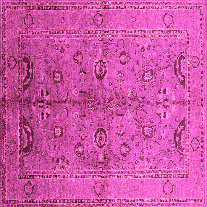 Square Machine Washable Oriental Pink Industrial Rug, wshurb839pnk