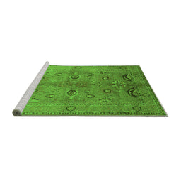 Sideview of Machine Washable Oriental Green Industrial Area Rugs, wshurb839grn