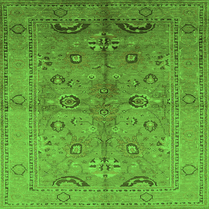 Square Machine Washable Oriental Green Industrial Area Rugs, wshurb839grn