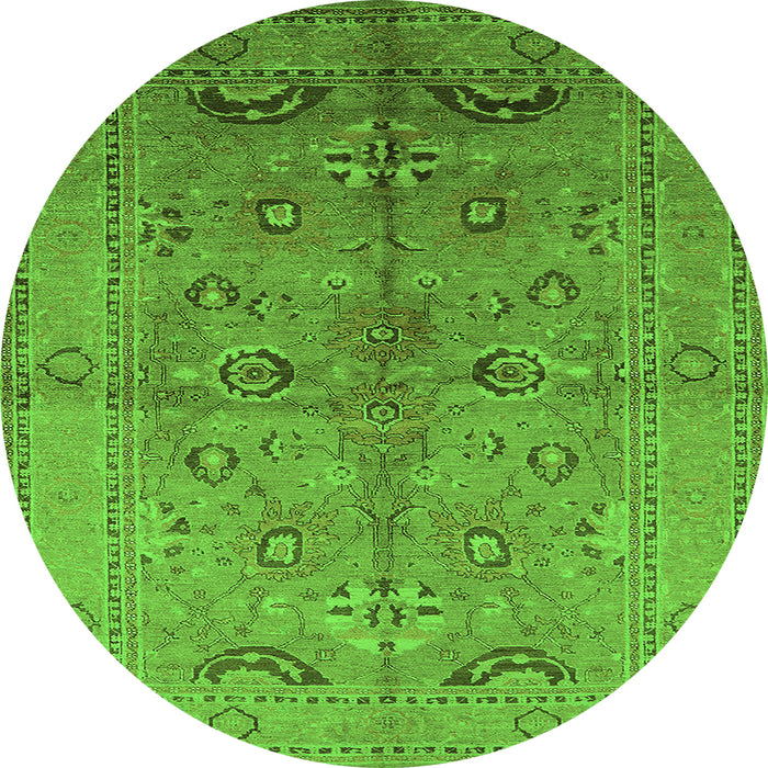 Round Oriental Green Industrial Rug, urb839grn