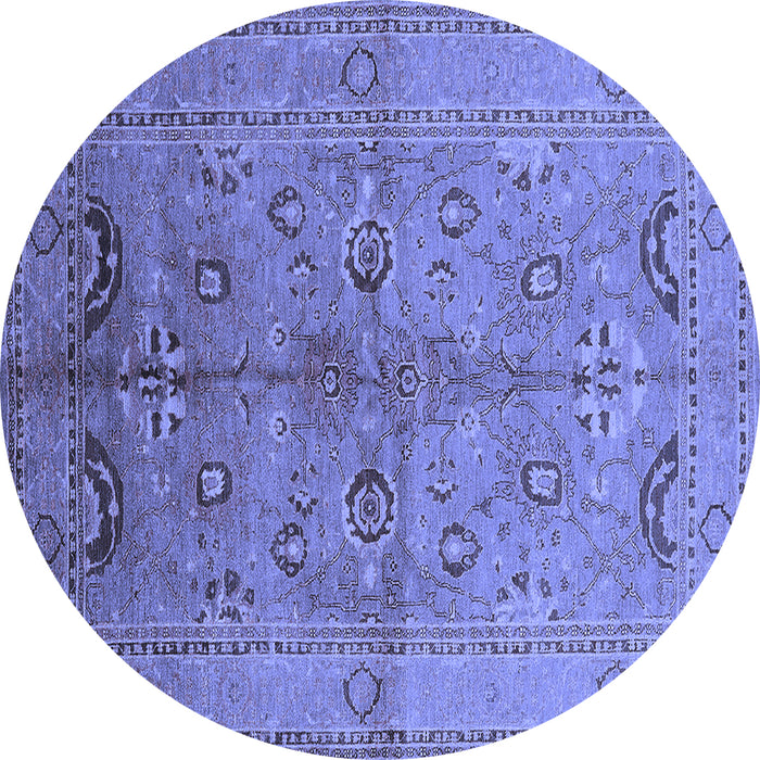 Round Oriental Blue Industrial Rug, urb839blu