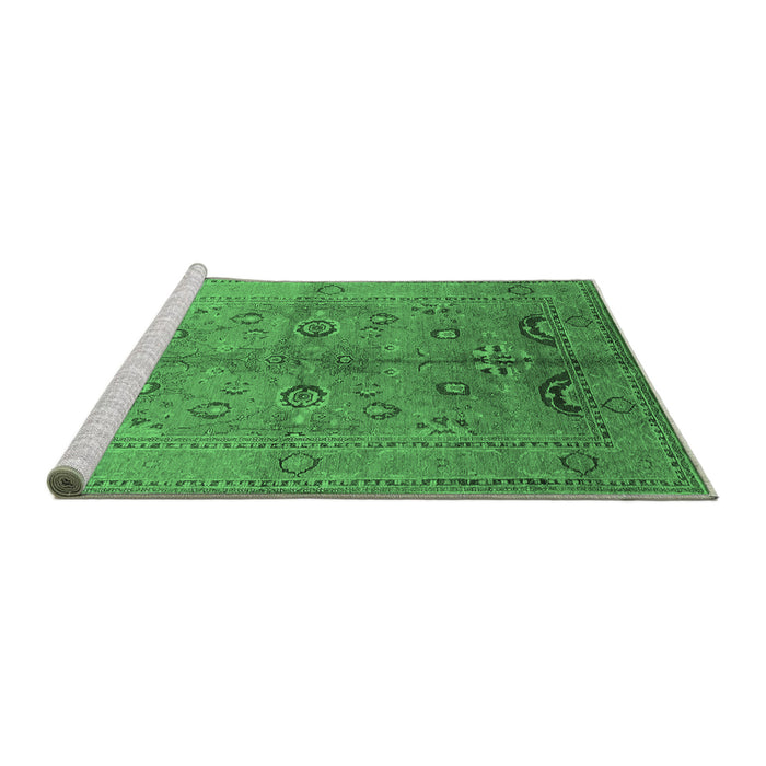 Sideview of Machine Washable Oriental Emerald Green Industrial Area Rugs, wshurb839emgrn