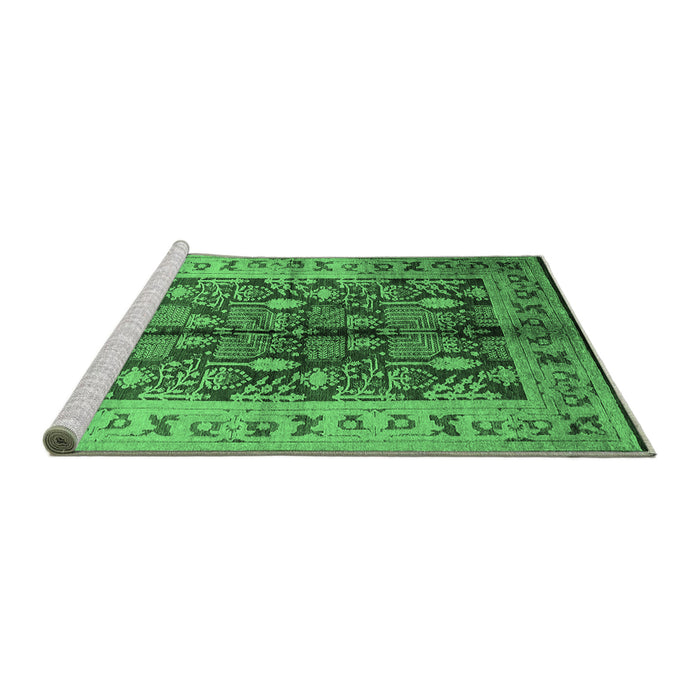 Sideview of Machine Washable Oriental Emerald Green Industrial Area Rugs, wshurb840emgrn