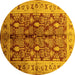 Round Oriental Yellow Industrial Rug, urb840yw