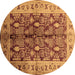 Round Oriental Brown Industrial Rug, urb840brn