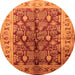 Round Machine Washable Oriental Orange Industrial Area Rugs, wshurb840org