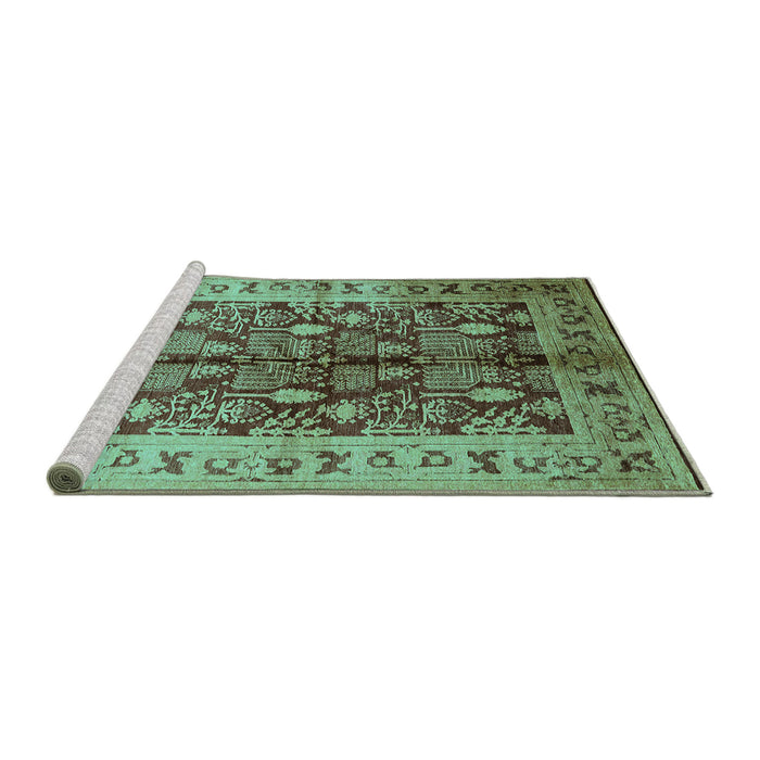 Sideview of Machine Washable Oriental Turquoise Industrial Area Rugs, wshurb840turq