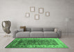 Machine Washable Oriental Emerald Green Industrial Area Rugs in a Living Room,, wshurb840emgrn