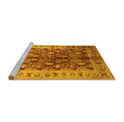 Sideview of Machine Washable Oriental Yellow Industrial Rug, wshurb840yw
