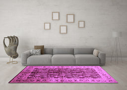 Machine Washable Oriental Purple Industrial Area Rugs in a Living Room, wshurb840pur