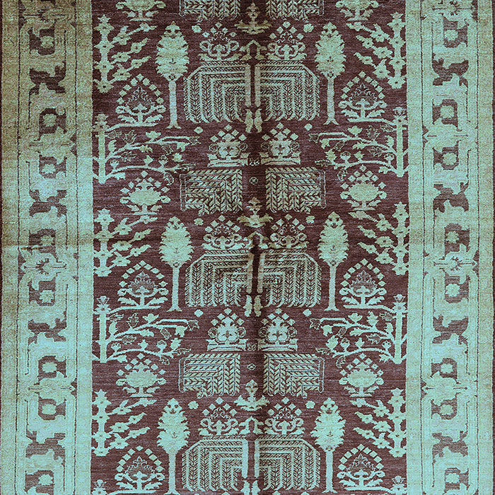 Machine Washable Oriental Light Blue Industrial Rug, wshurb840lblu