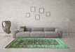 Machine Washable Oriental Turquoise Industrial Area Rugs in a Living Room,, wshurb840turq