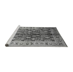 Sideview of Machine Washable Oriental Gray Industrial Rug, wshurb840gry