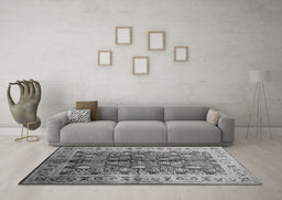 Machine Washable Oriental Gray Industrial Rug in a Living Room,, wshurb840gry