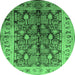 Round Oriental Emerald Green Industrial Rug, urb840emgrn