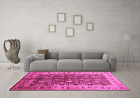 Machine Washable Oriental Pink Industrial Rug, wshurb840pnk