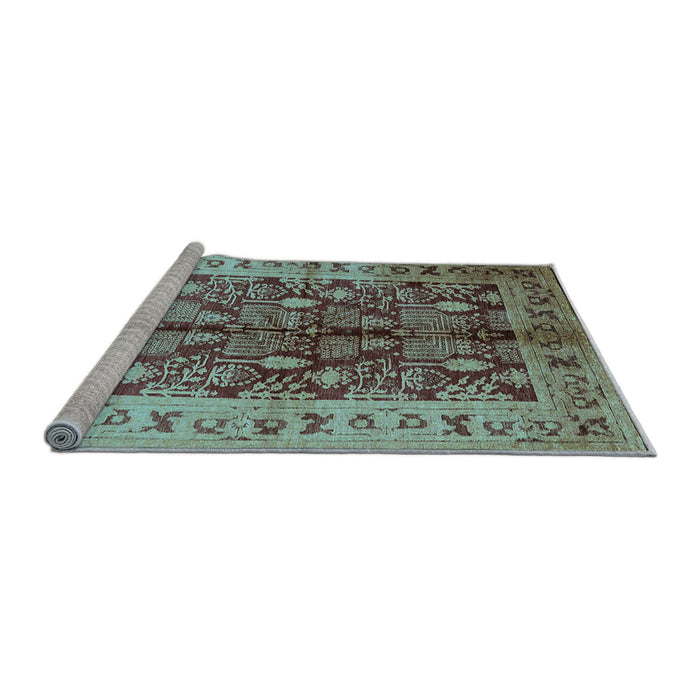 Sideview of Machine Washable Oriental Light Blue Industrial Rug, wshurb840lblu
