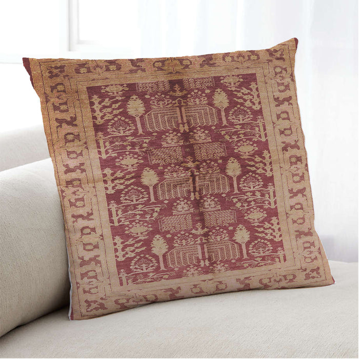 Lifestyle Image of Mid-Century Modern Urban Square Brown Sand Brown Throw Pillow, 18 inch by 18 inch, pwurb840