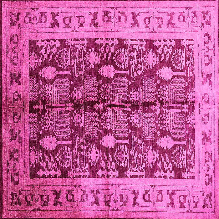 Square Machine Washable Oriental Pink Industrial Rug, wshurb840pnk