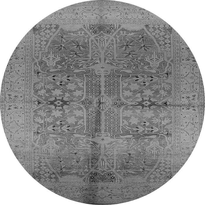 Round Machine Washable Oriental Gray Industrial Rug, wshurb841gry