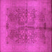 Square Machine Washable Oriental Pink Industrial Rug, wshurb841pnk