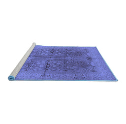 Sideview of Machine Washable Oriental Blue Industrial Rug, wshurb841blu