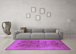 Machine Washable Oriental Purple Industrial Area Rugs in a Living Room, wshurb841pur