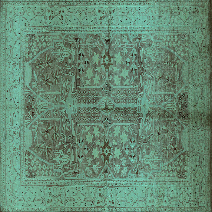Square Oriental Turquoise Industrial Rug, urb841turq